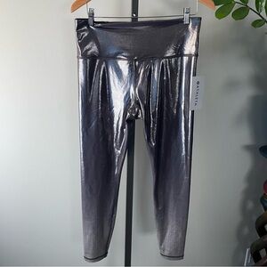 Athleta Elation Shine Tight Compression Legging Pant Silver Ombre Size Large NWT